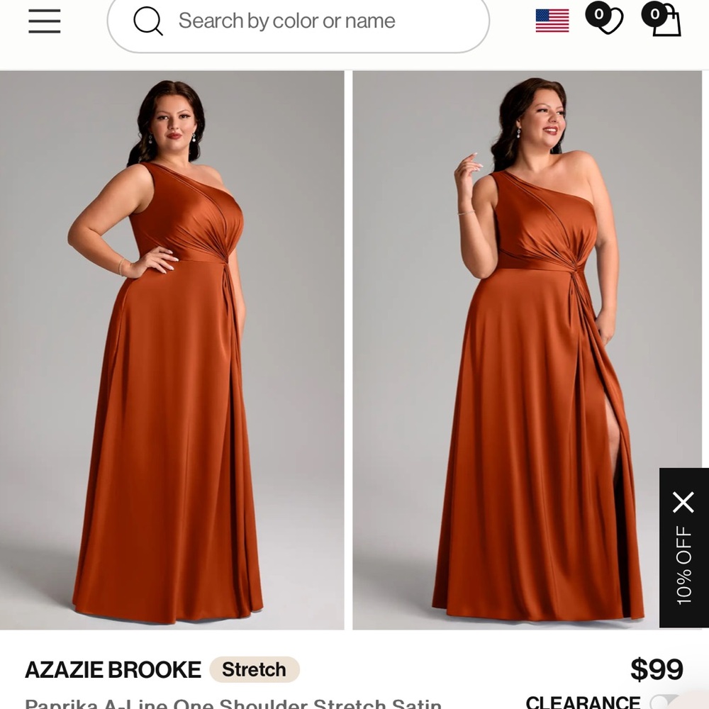 Azazie One-Shoulder Dress in paprika satin! Size 20 (A20) never altered